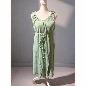 Baby & Me Maternity Nursing Midi Dress Womens S Sage Green Sleeveless Waist Tie